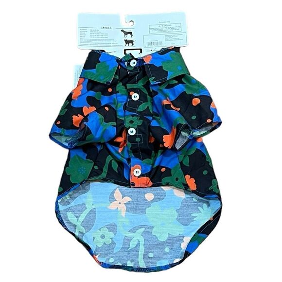 NWT Dog/Cat Velcro Short Sleeve Tropical Floral Print Shirt, Size S - Picture 2 of 4